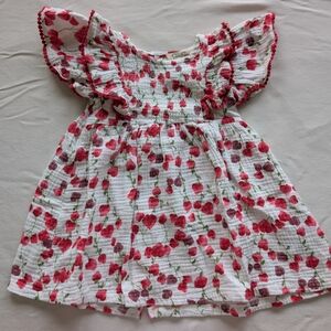 Jessica Simpson White and Red Ruffled Smocked Sundress